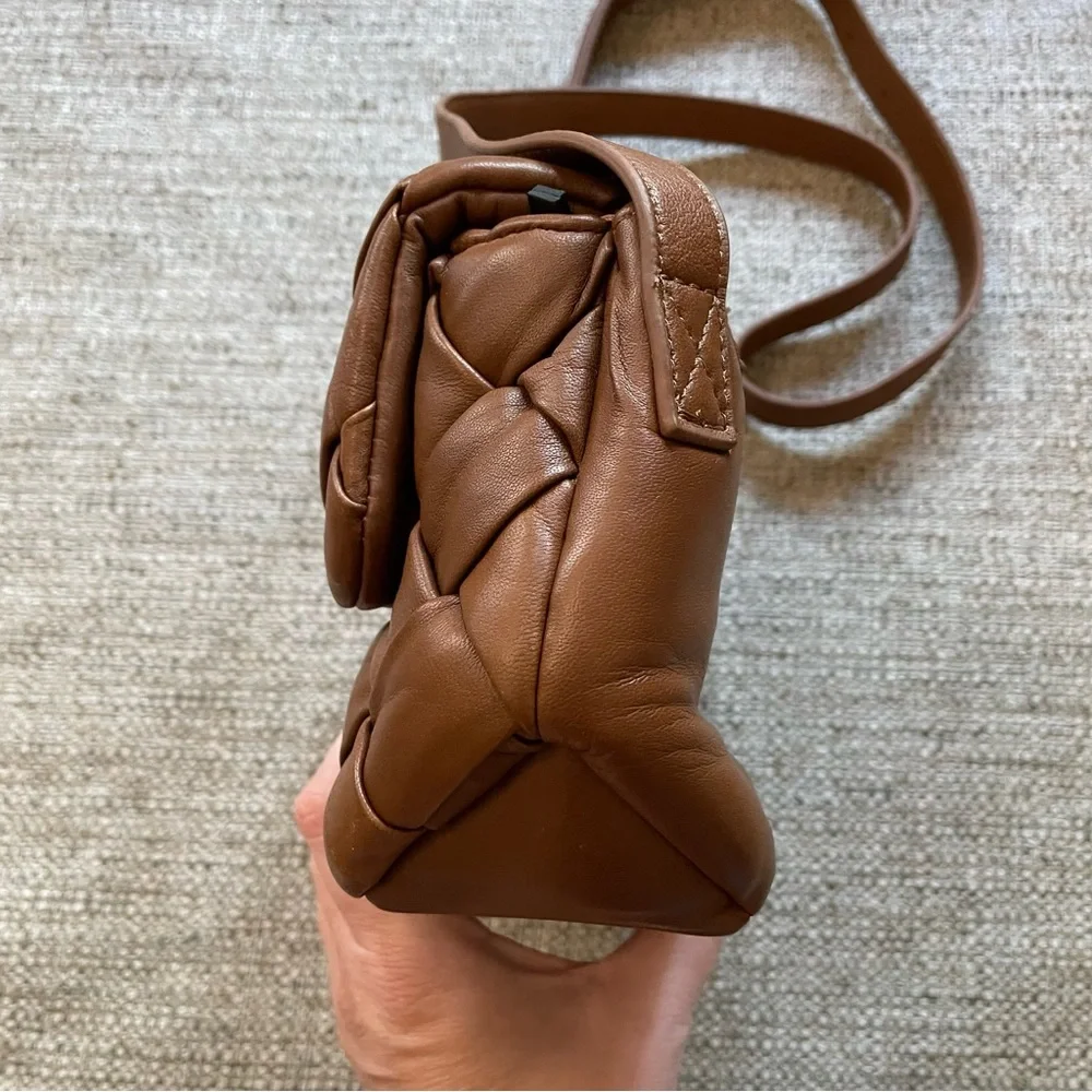 DUNE LONDON Woven Brown Leather Crossbody Bag - Picture 5 of 14
